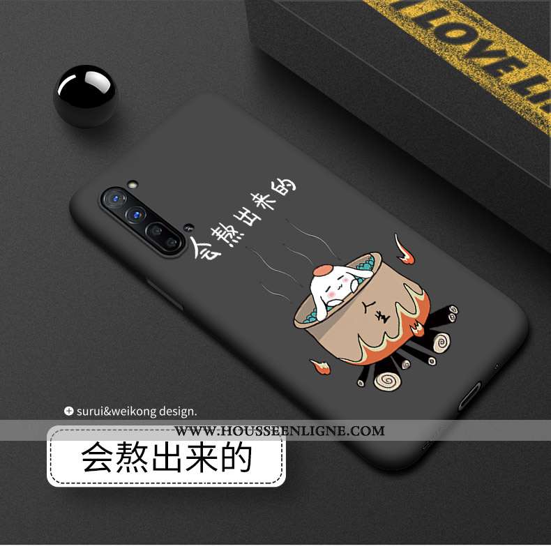 Coque Oppo Reno 3 Silicone Délavé En Daim Noir Luxe Téléphone Portable Incassable