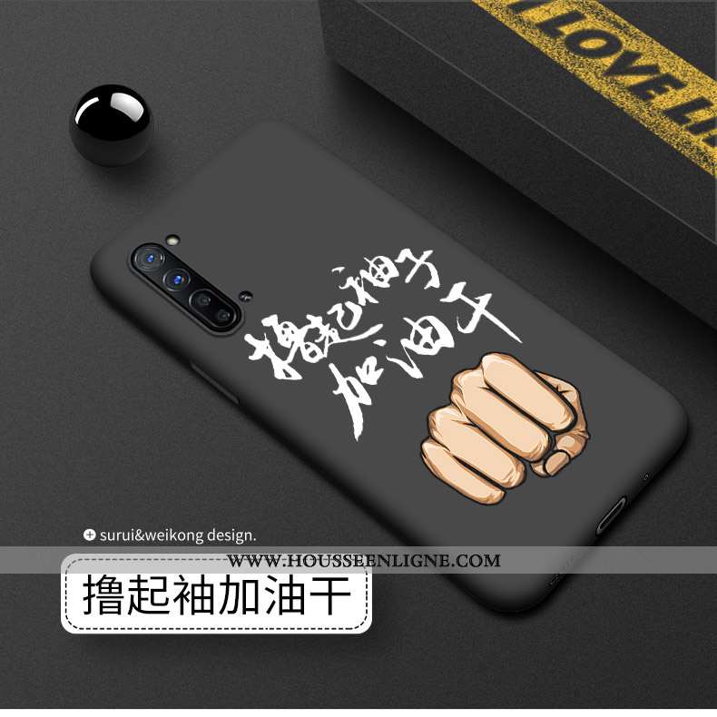 Coque Oppo Reno 3 Silicone Délavé En Daim Noir Luxe Téléphone Portable Incassable