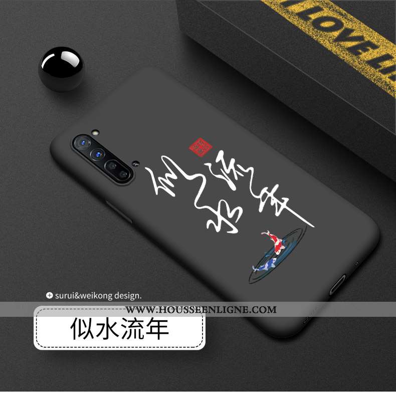 Coque Oppo Reno 3 Silicone Délavé En Daim Noir Luxe Téléphone Portable Incassable