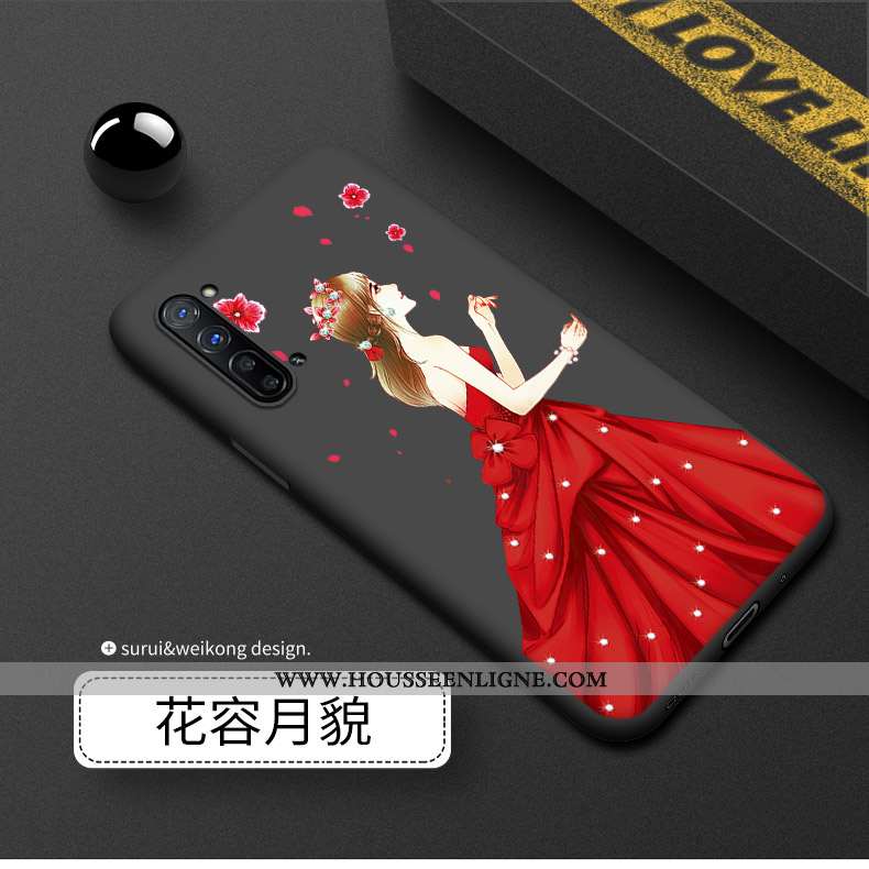 Coque Oppo Reno 3 Silicone Délavé En Daim Noir Luxe Téléphone Portable Incassable
