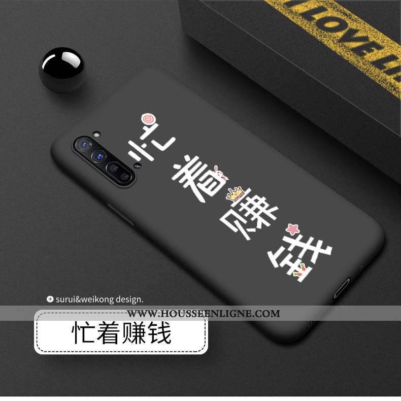 Coque Oppo Reno 3 Silicone Délavé En Daim Noir Luxe Téléphone Portable Incassable