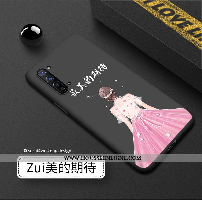 Coque Oppo Reno 3 Silicone Délavé En Daim Noir Luxe Téléphone Portable Incassable