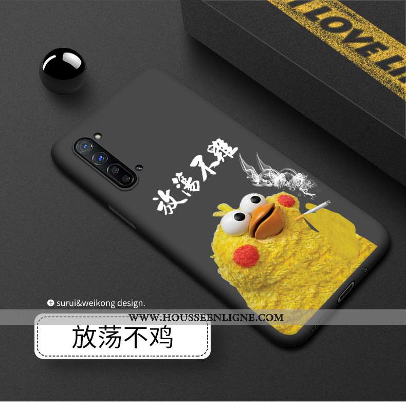 Coque Oppo Reno 3 Silicone Délavé En Daim Noir Luxe Téléphone Portable Incassable