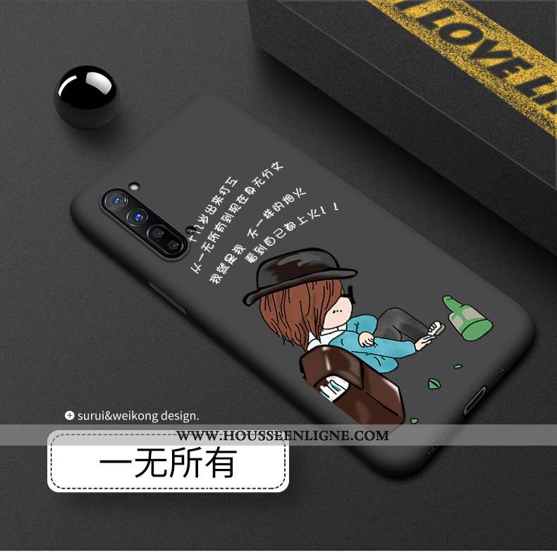 Coque Oppo Reno 3 Silicone Délavé En Daim Noir Luxe Téléphone Portable Incassable