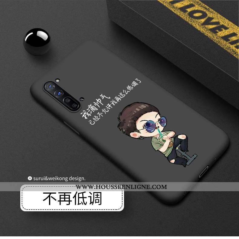 Coque Oppo Reno 3 Silicone Délavé En Daim Noir Luxe Téléphone Portable Incassable