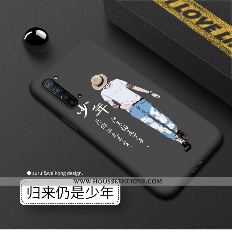 Coque Oppo Reno 3 Silicone Délavé En Daim Noir Luxe Téléphone Portable Incassable
