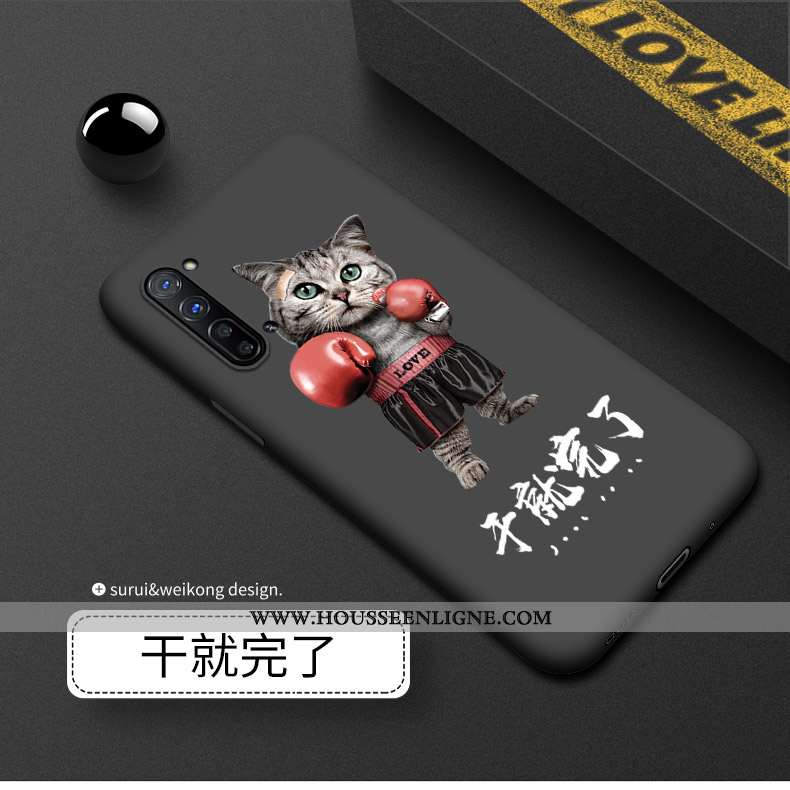 Coque Oppo Reno 3 Silicone Délavé En Daim Noir Luxe Téléphone Portable Incassable