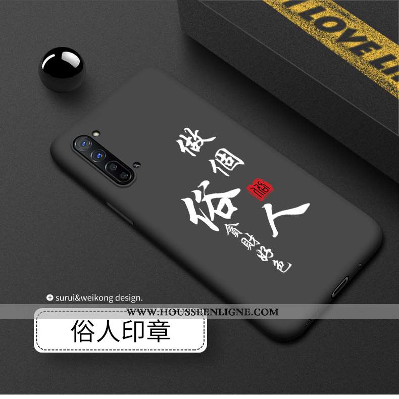 Coque Oppo Reno 3 Silicone Délavé En Daim Noir Luxe Téléphone Portable Incassable