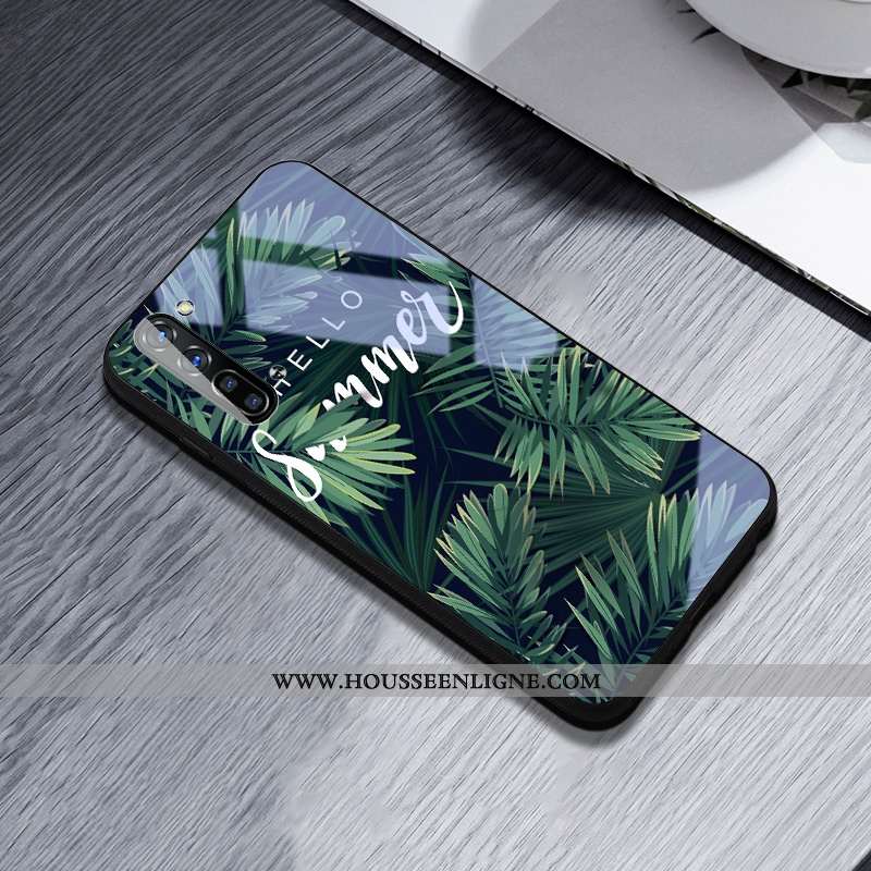 Coque Oppo Reno 3 Verre Créatif Incassable Difficile Net Rouge Téléphone Portable Verte