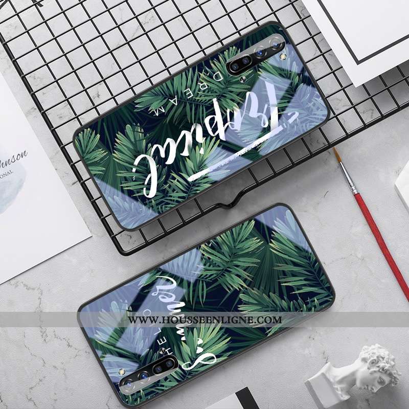 Coque Oppo Reno 3 Verre Créatif Incassable Difficile Net Rouge Téléphone Portable Verte