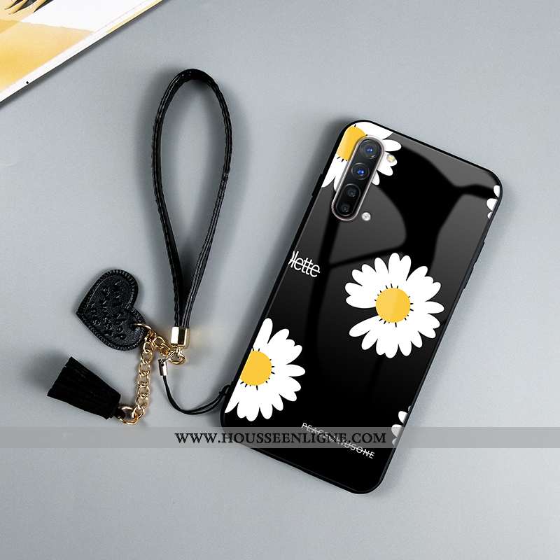 Coque Oppo Reno 3 Verre Personnalité Nouveau Tendance Vert Petite Marguerite Incassable Verte