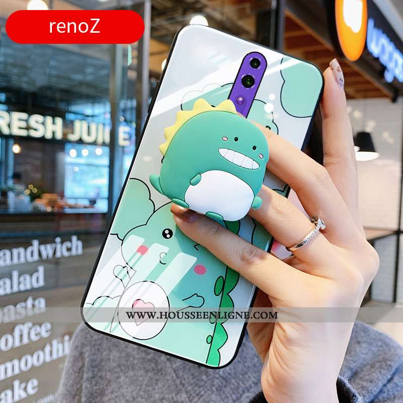 Coque Oppo Reno Z Dessin Animé Charmant Miroir Amoureux Protection Étui Petit Verte