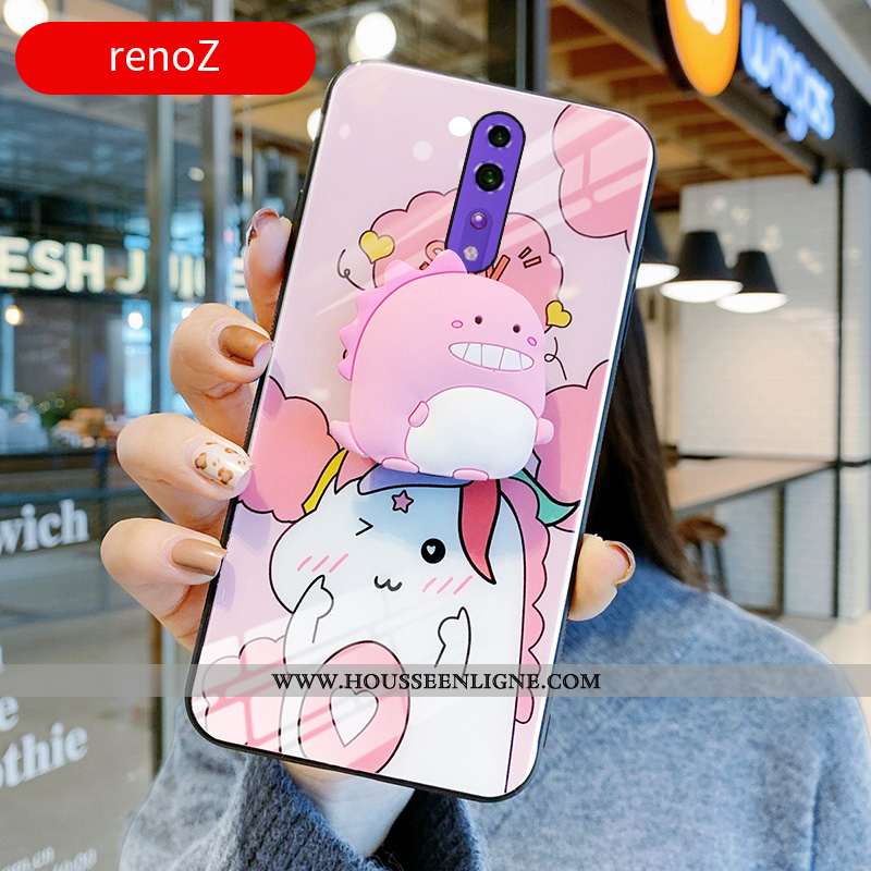 Coque Oppo Reno Z Dessin Animé Charmant Miroir Amoureux Protection Étui Petit Verte