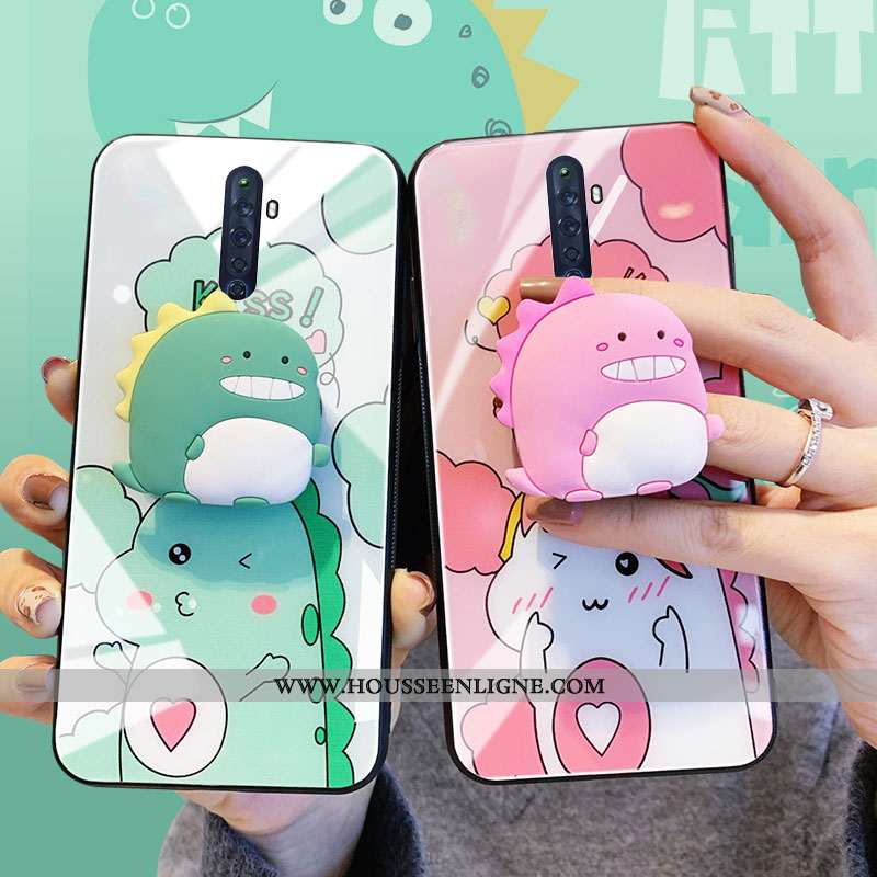 Coque Oppo Reno Z Dessin Animé Charmant Miroir Amoureux Protection Étui Petit Verte