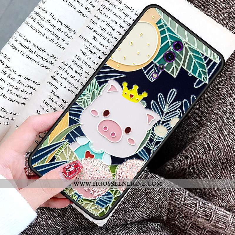 Coque Oppo Reno Z Délavé En Daim Personnalité Petit Téléphone Portable Étui Protection Noir