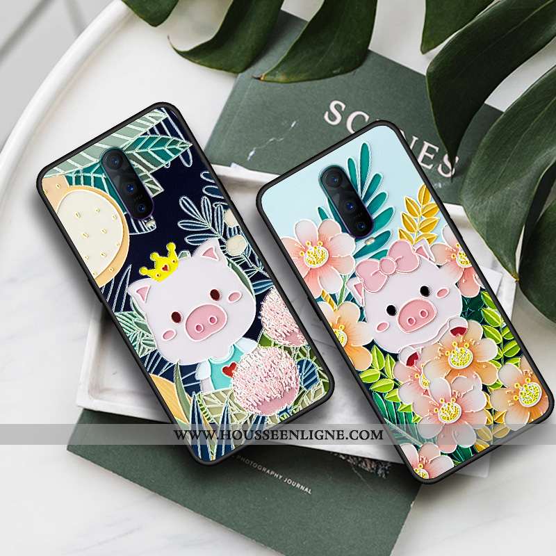 Coque Oppo Reno Z Délavé En Daim Personnalité Petit Téléphone Portable Étui Protection Noir
