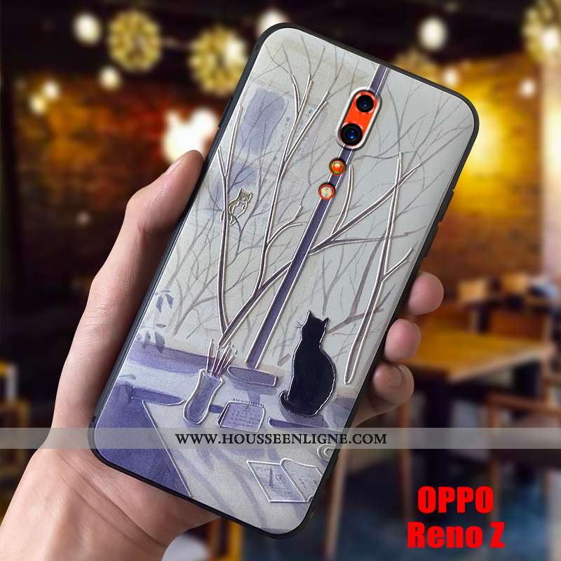 Coque Oppo Reno Z Fluide Doux Silicone Téléphone Portable Étui Légère Délavé En Daim Beige