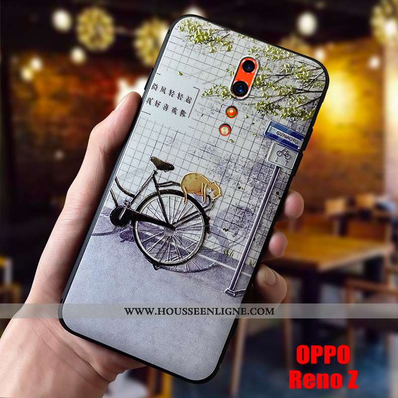 Coque Oppo Reno Z Fluide Doux Silicone Téléphone Portable Étui Légère Délavé En Daim Beige