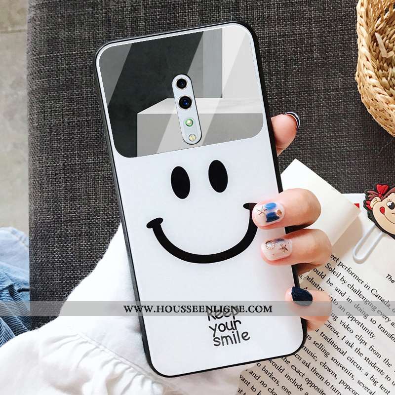 Coque Oppo Reno Z Protection Verre Membrane Étui Téléphone Portable Souriant Tempérer Jaune