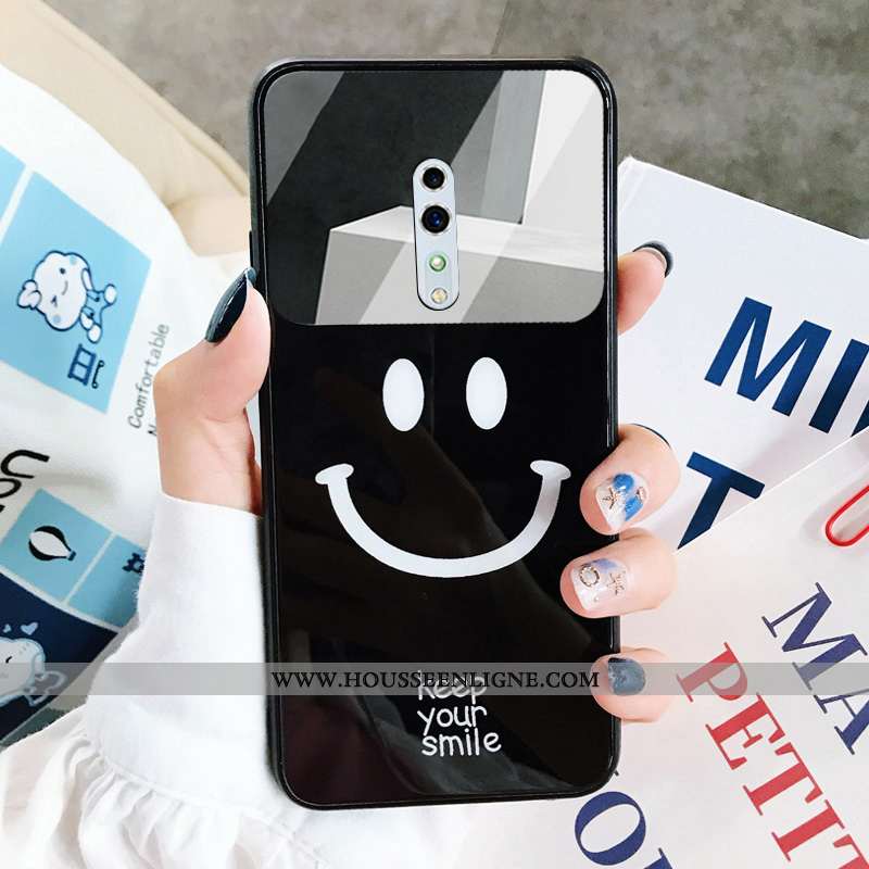 Coque Oppo Reno Z Protection Verre Membrane Étui Téléphone Portable Souriant Tempérer Jaune