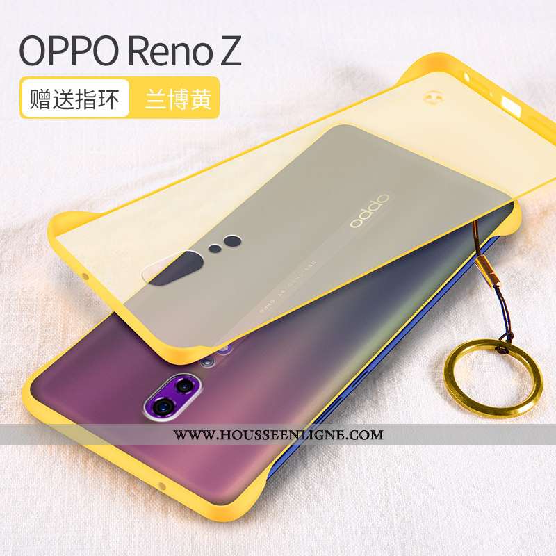 Coque Oppo Reno Z Transparent Délavé En Daim Jaune Incassable Silicone Net Rouge