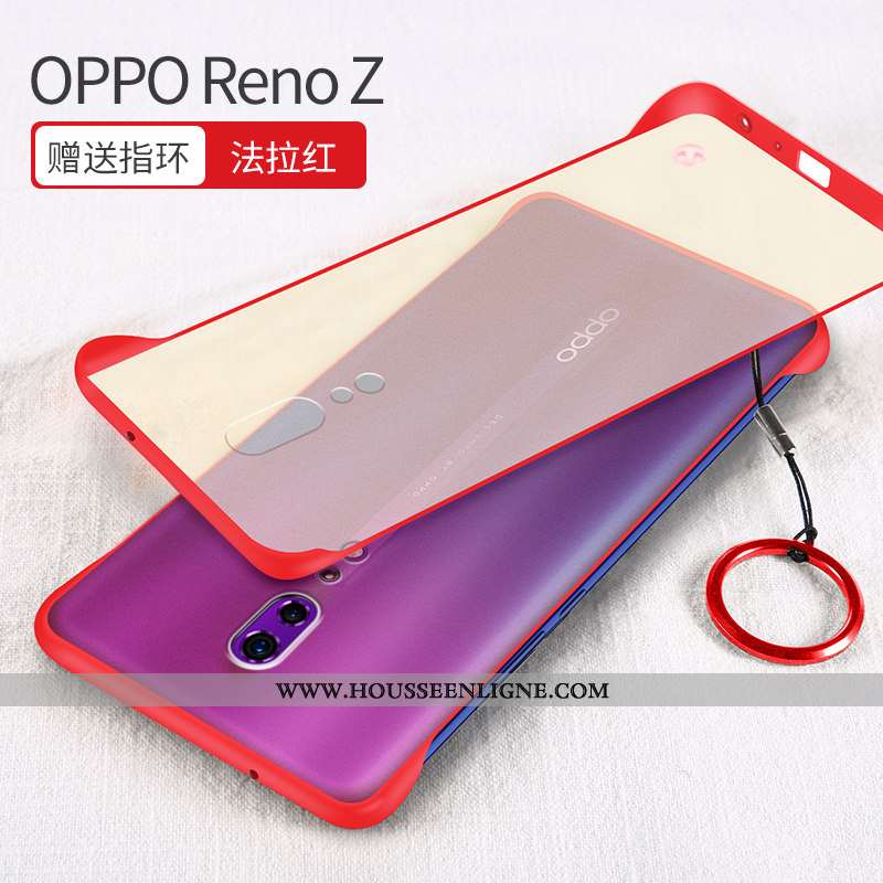 Coque Oppo Reno Z Transparent Délavé En Daim Jaune Incassable Silicone Net Rouge
