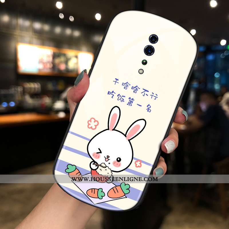Coque Oppo Reno Z Verre Charmant Tendance Rond Net Rouge Blanc Blanche