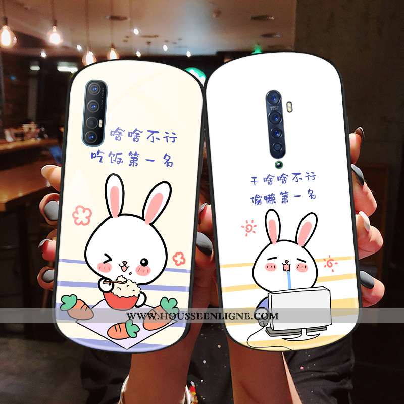 Coque Oppo Reno Z Verre Charmant Tendance Rond Net Rouge Blanc Blanche