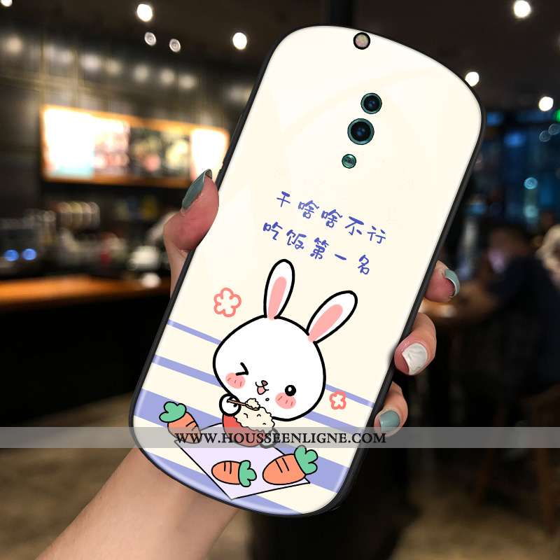 Coque Oppo Reno Z Verre Charmant Tendance Rond Net Rouge Blanc Blanche
