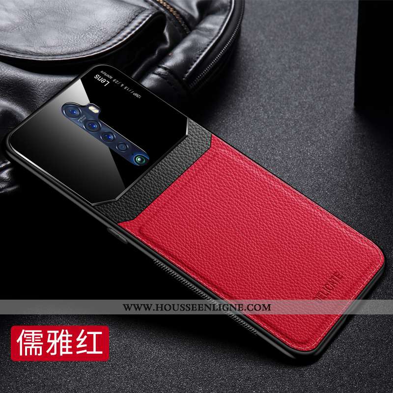 Coque Oppo Reno2 Cuir Modèle Fleurie Net Rouge Créatif Amoureux Simple Noir