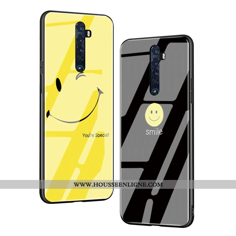 Coque Oppo Reno2 Dessin Animé Charmant Difficile Verre Amoureux Personnalité Bordure Jaune