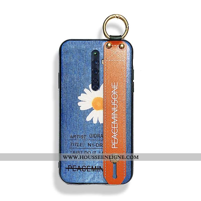 Coque Oppo Reno2 Délavé En Daim Ornements Suspendus Fluide Doux Modèle Fleurie Incassable Personnali