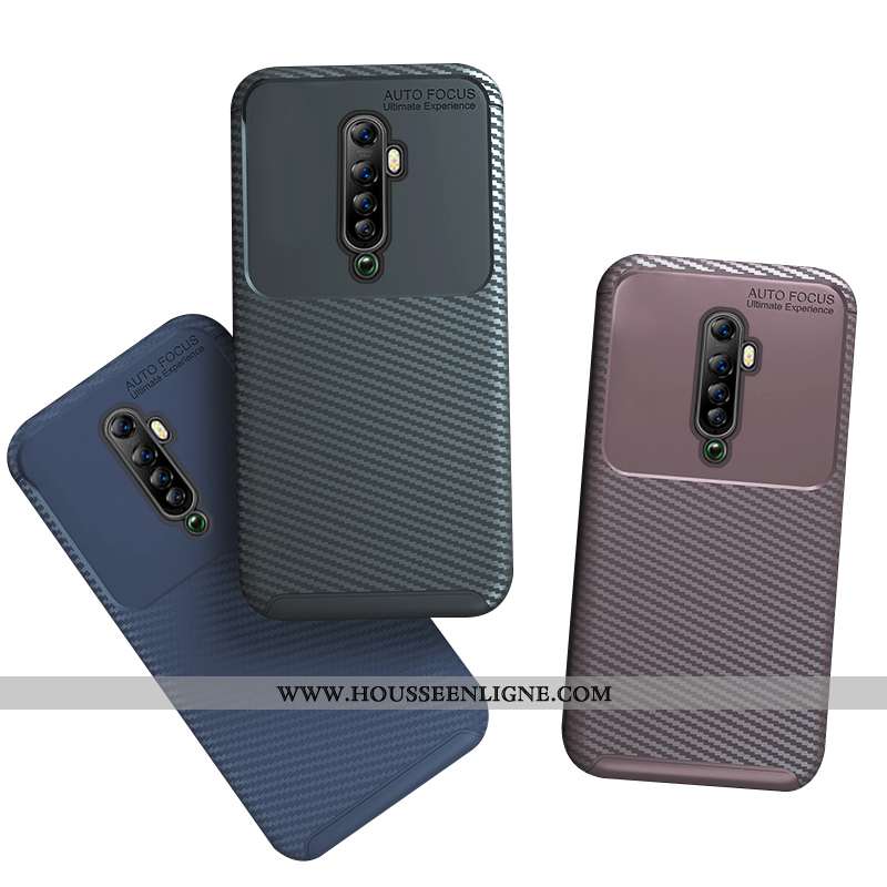 Coque Oppo Reno2 Tendance Légère Silicone Bleu Luxe Personnalité Ultra