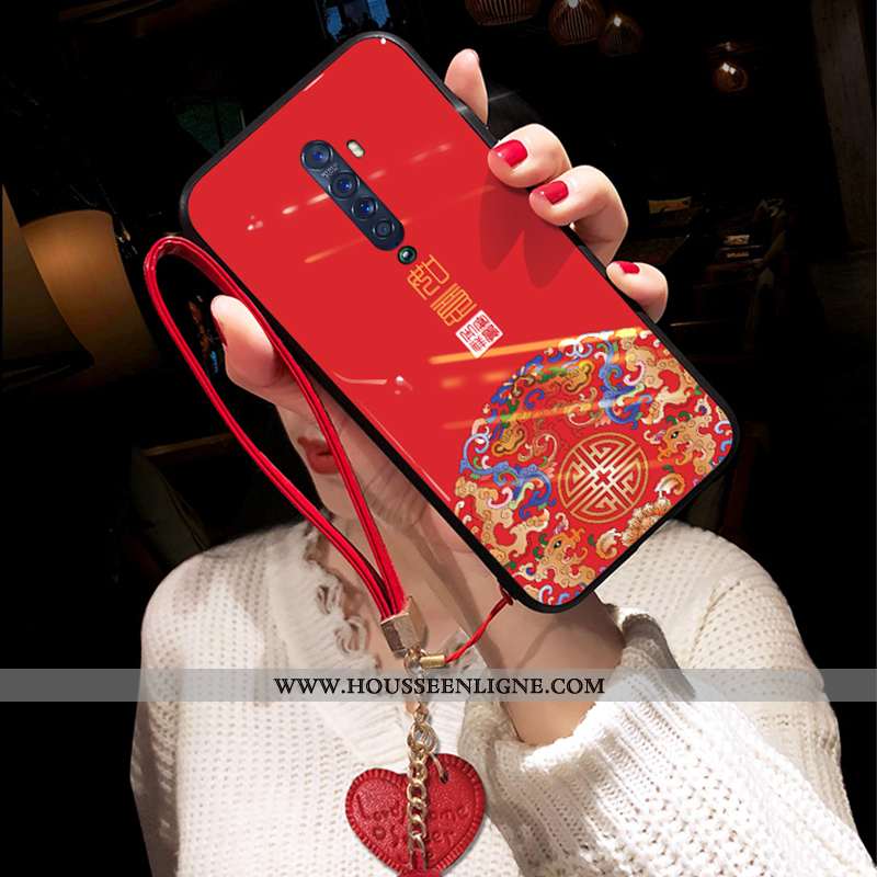 Coque Oppo Reno2 Verre Créatif Téléphone Portable Miroir Incassable Tendance Étui Bleu Foncé