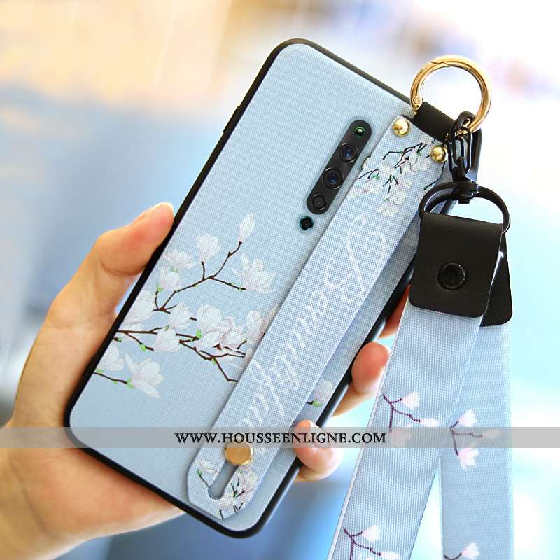 Coque Oppo Reno2 Z Cou Suspendu Fluide Doux Protection Mesh Bleu Étui