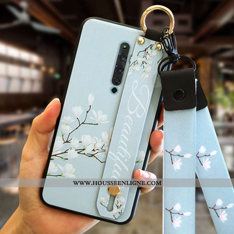 Coque Oppo Reno2 Z Cou Suspendu Fluide Doux Protection Mesh Bleu Étui