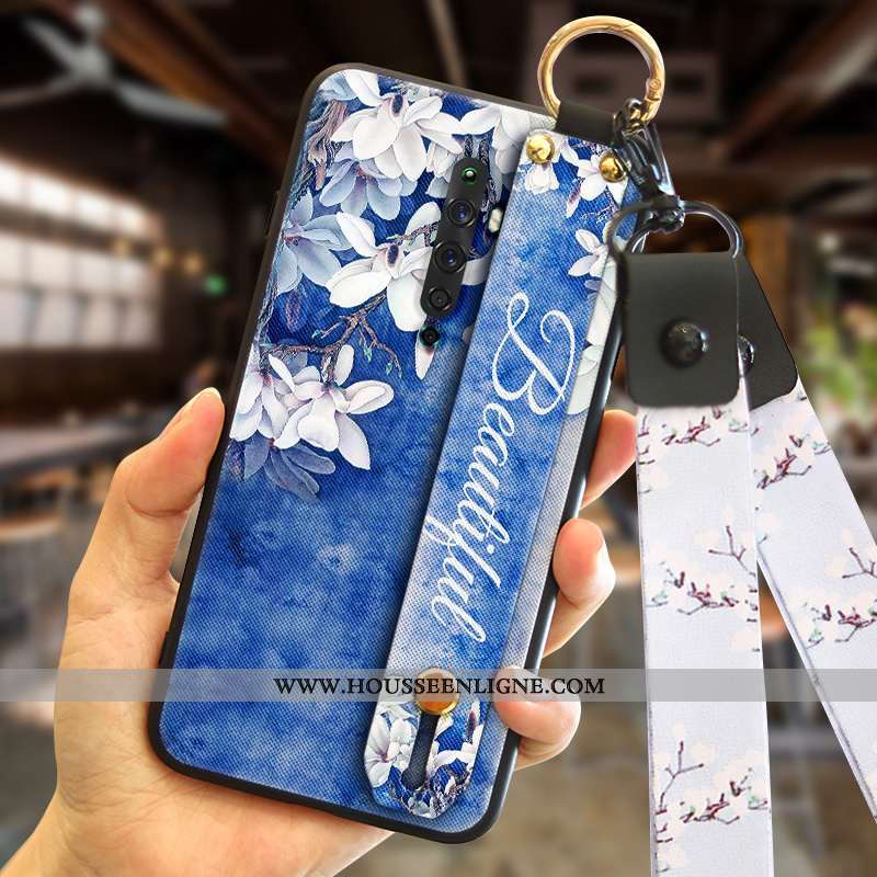 Coque Oppo Reno2 Z Cou Suspendu Fluide Doux Protection Mesh Bleu Étui