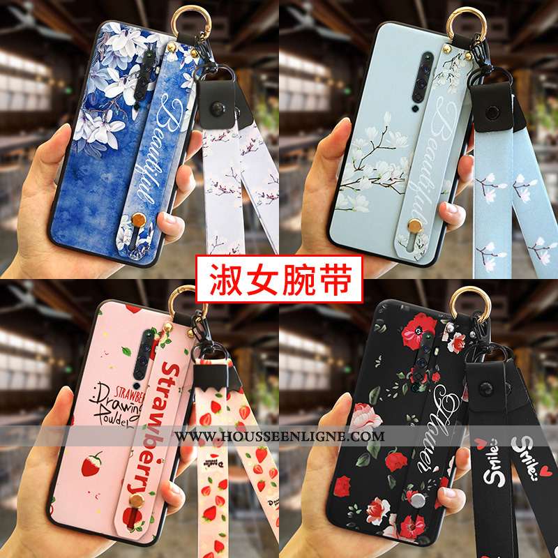 Coque Oppo Reno2 Z Cou Suspendu Fluide Doux Protection Mesh Bleu Étui