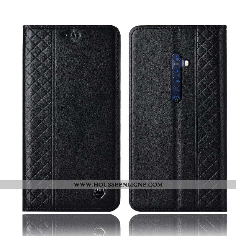 Coque Oppo Reno2 Z Protection Cuir Véritable Incassable Téléphone Portable Étui Tout Compris Khaki