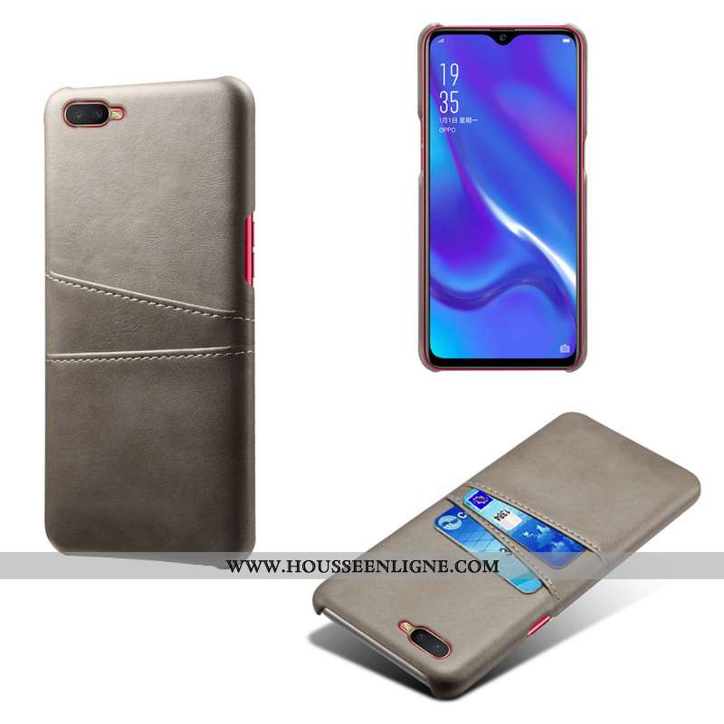 Coque Oppo Rx17 Neo Cuir Protection Carte Étui Qualité Gris