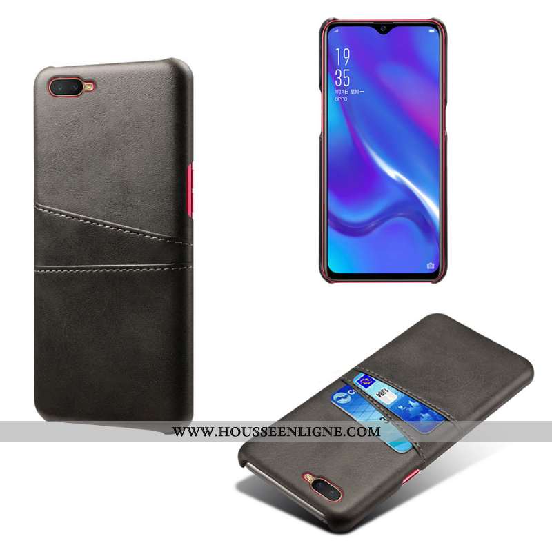 Coque Oppo Rx17 Neo Cuir Protection Carte Étui Qualité Gris