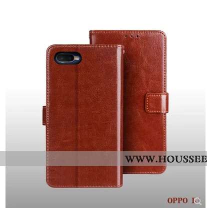 Coque Oppo Rx17 Neo Portefeuille Cuir Carte Marron Téléphone Portable Protection Silicone