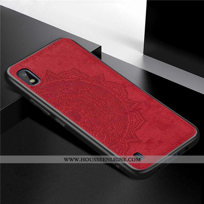 Coque Samsung Galaxy A10 Créatif Modèle Fleurie Téléphone Portable Tissu Personnalité Bleu Marin Ble