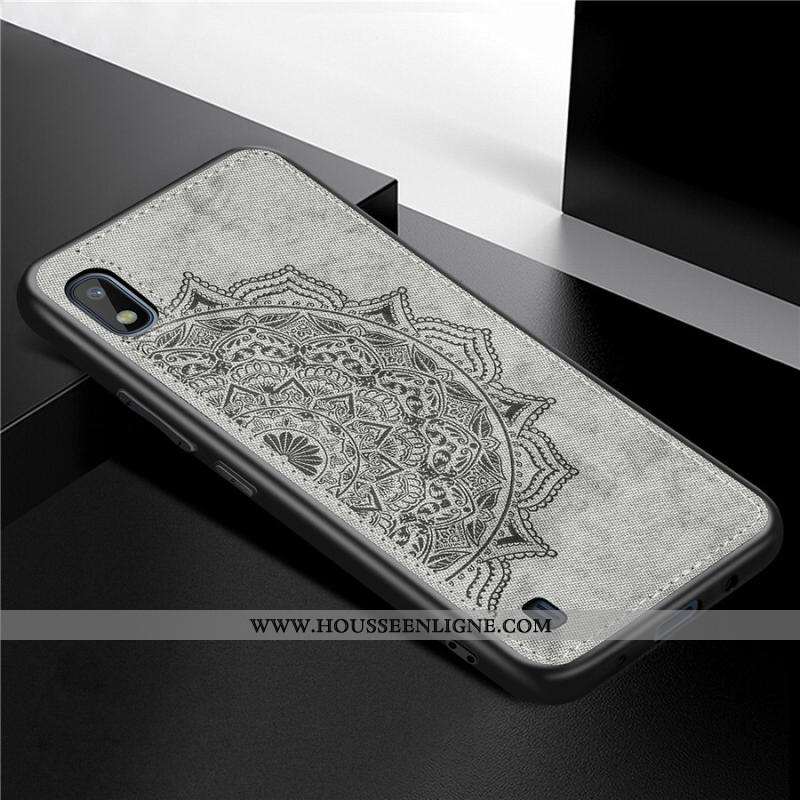 Coque Samsung Galaxy A10 Créatif Modèle Fleurie Téléphone Portable Tissu Personnalité Bleu Marin Ble