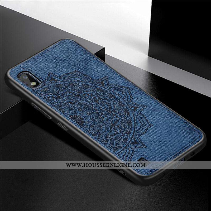 Coque Samsung Galaxy A10 Créatif Modèle Fleurie Téléphone Portable Tissu Personnalité Bleu Marin Ble