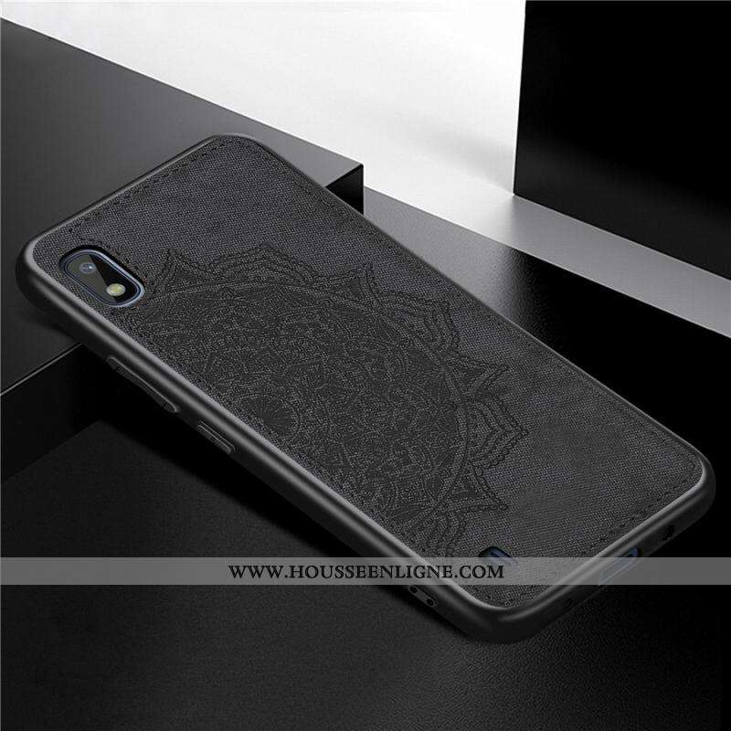 Coque Samsung Galaxy A10 Créatif Modèle Fleurie Téléphone Portable Tissu Personnalité Bleu Marin Ble