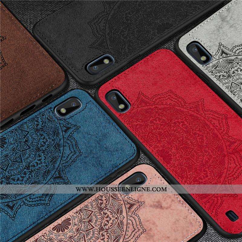 Coque Samsung Galaxy A10 Créatif Modèle Fleurie Téléphone Portable Tissu Personnalité Bleu Marin Ble