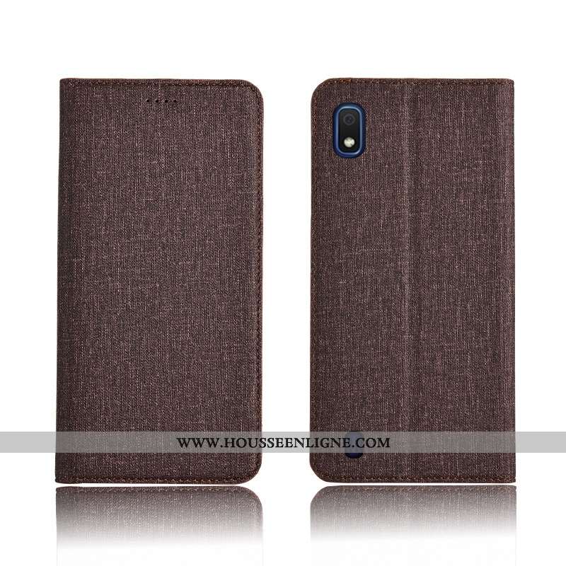 Coque Samsung Galaxy A10 Cuir Fluide Doux Lin Protection Bleu Tout Compris