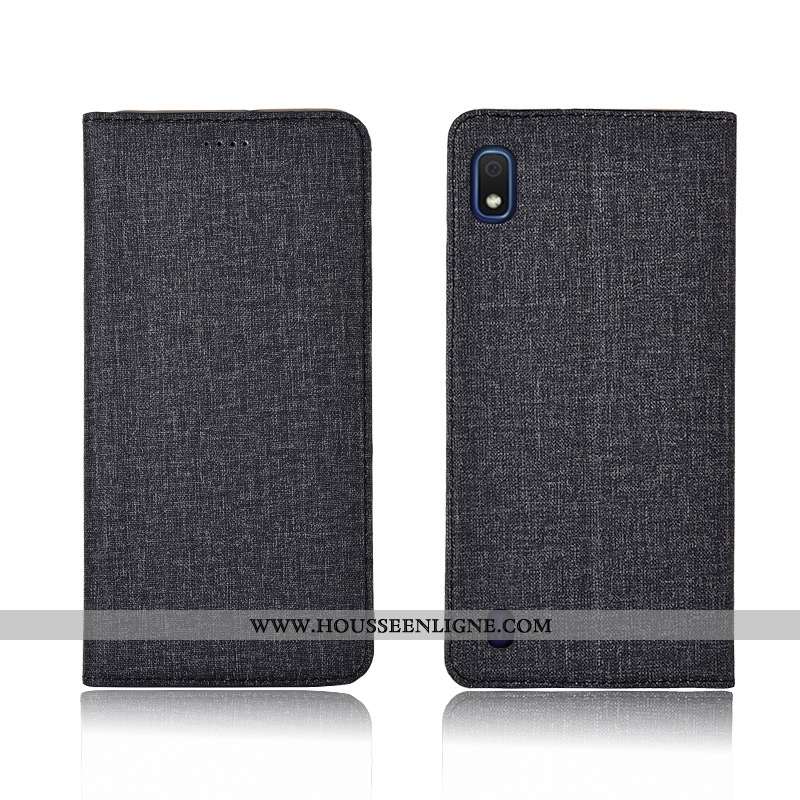 Coque Samsung Galaxy A10 Cuir Fluide Doux Lin Protection Bleu Tout Compris