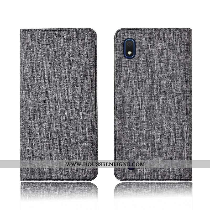 Coque Samsung Galaxy A10 Cuir Fluide Doux Lin Protection Bleu Tout Compris